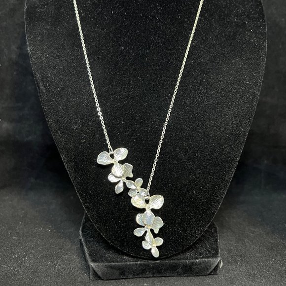 Silver Tone Cascading Orchid Cable Chain Necklace 20" (3747) - Picture 1 of 6